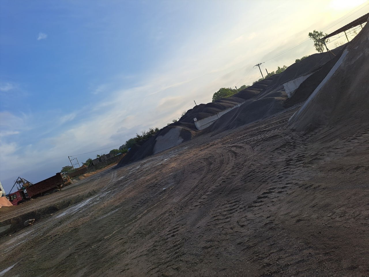 Stockpile bays of graded aggregate at Jaribuni, Kilifi County